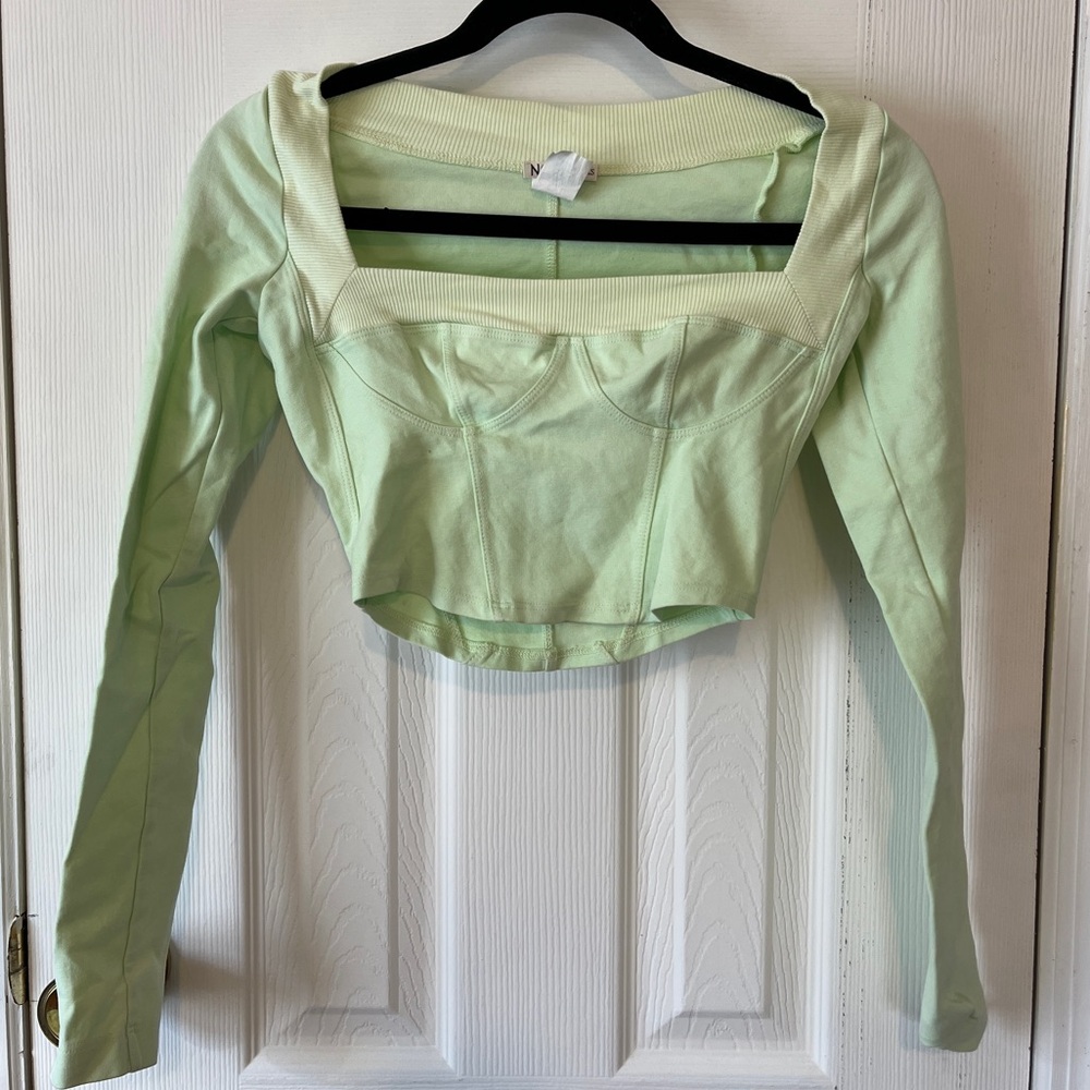 Women's Light Green Long Sleeve Top